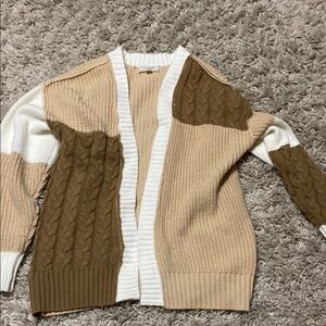 Colorblock Cable Knit Cardigan Sweater